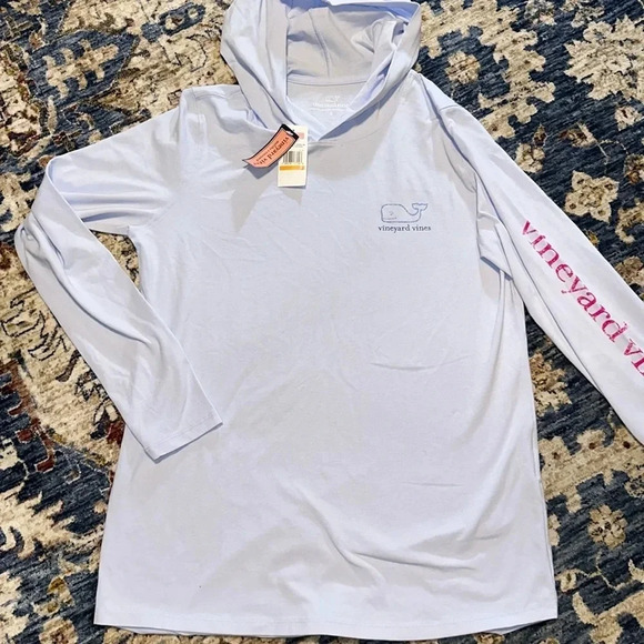 NWT VINEYARD VINES LIGHTWEIGHT WOMENS LONG SLEEVE GRAPHIC HOODIE BLUE SM - Picture 1 of 7